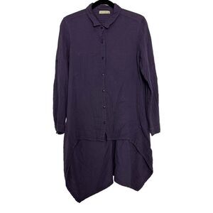 STARKX Women’s Purple Boho Gauze Asymmetrical Shirt Top sz M Lagenlook